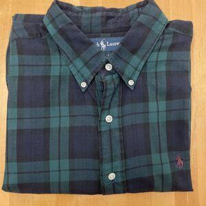 Vtg 90s Polo Ralph Lauren Men's Blake Tartan Plaid Blue Green Flannel Shirt L